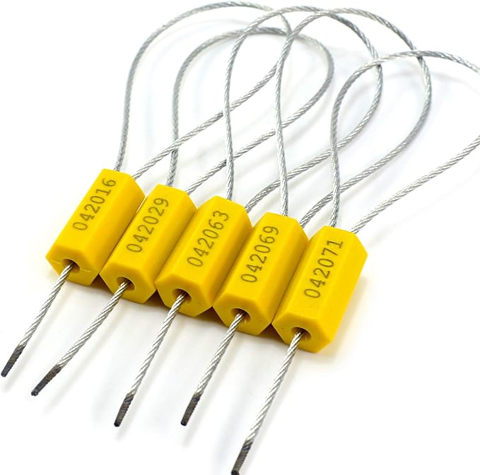 Leadseals(R) 500 Anti-Tamper Proof Security Cable Seals Disposable Self-Locking Padlock Shipping Security Tags Numbered(Pack of 500 PCS) (Yellow)
