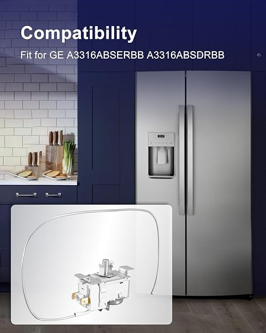 Fridge Temperature Control Fit for GE A3316ABSERBB CTH14CYBERAA GTE16BBZBRWW, Refrigerator Thermostat Control Replace WR09X20002 WR09X10042 WR09X10027 AH288218 EA288218