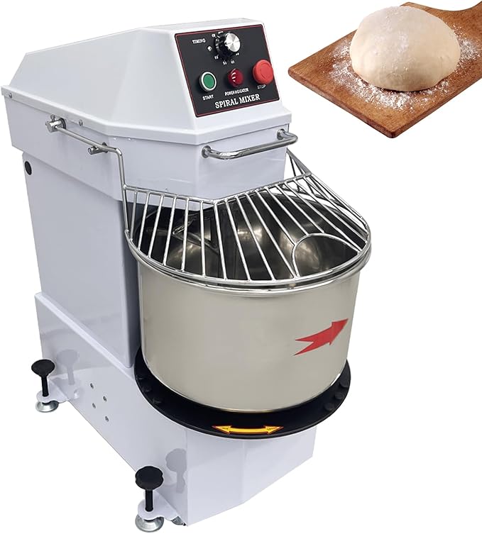 110V 1.5KW Dough Mixer 20L Food Mixer Machine Commercial Dual Rotating Dough Kneading Machine Stainless Steel Blade Electric Food Mixer with Detachable Stainless Steel Bucket