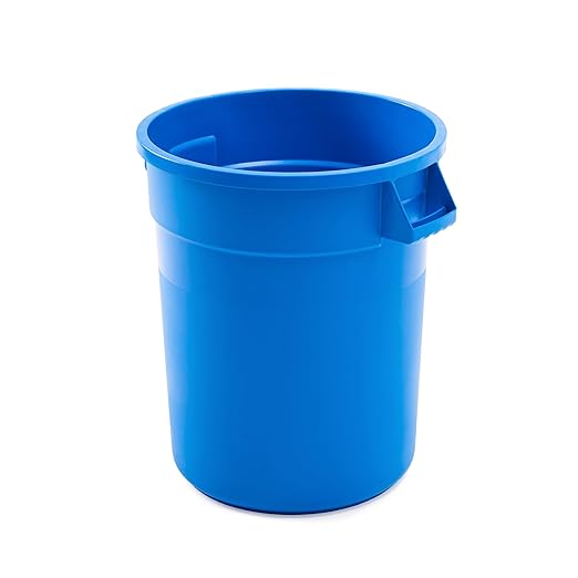 PRO&Family Commercial Round Trash Can, Ingredient Bin, Heavy-Duty Plastic, Anti-Static, Kitchen, Office, Outdoor Use (Blue, 20 Gallon)