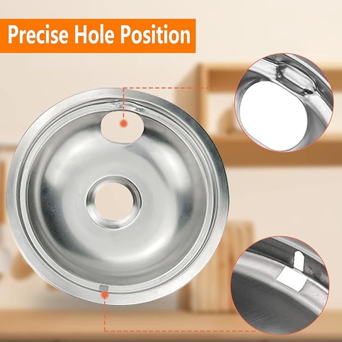 Chrome Drip Pan Stove Burner Covers, Electric Stove Burner Drip Pans for Whirlpool W10278125, 4 Pack (4x8")