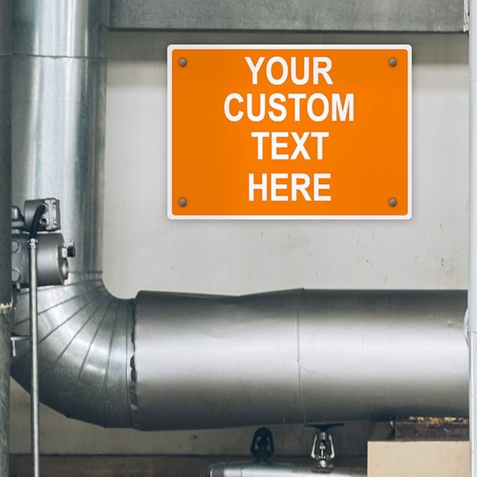 Aluminum Weatherproof Metal Sign Multiple Sizes Custom Personalized Text Here Orange White Warning Horizontal Street Signs 10x7Inches