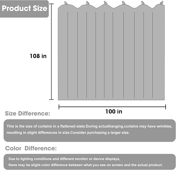 Room Divider Blackout Curtain Track Curtains Wall Dividers Panels Screen for Living Rooms Bedroom Office Privacy Partition Separation, W100 × L108 Inch,1 Panel, Black