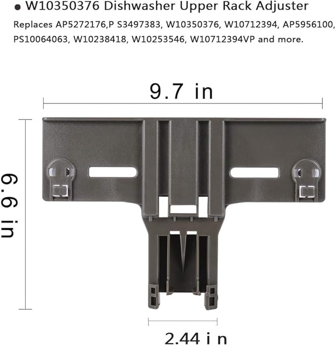 Dishwasher Top Rack Parts W10350376 & W10195840 & W10195839 for Kenmore Elite 665 Dishwasher, Whirlpool Dishwasher, wdt730pahz0, Replace W10350374, W10712394 (6 Packs)