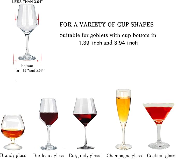 MOCOUM Wine Glasses Rack Under Cabinet Stemware Rack, Wine Glass Hanger Rack Wire Wine Glass Holder Storage Hanger for Cabinet Kitchen Bar (Black, 4 Rows 2 Pack)