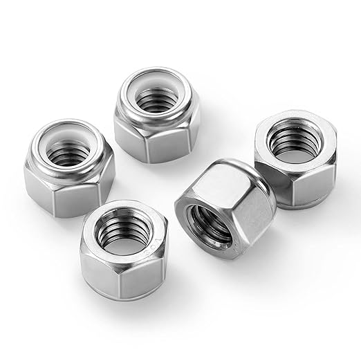 MewuDecor #8 32 Nylon Insert Hex Lock Nuts Locknuts, 304 Stainless Steel 18-8, Bright Finish, 100 PCS