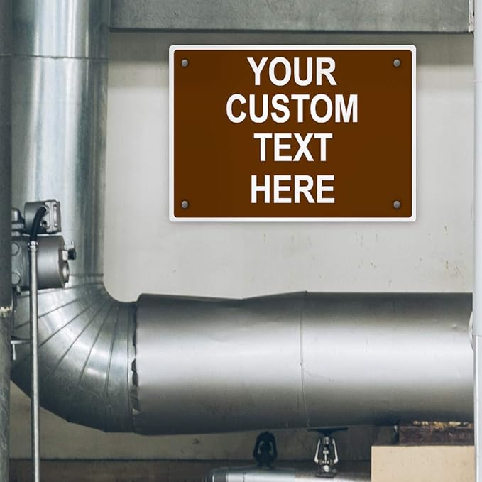 Aluminum Weatherproof Metal Sign Multiple Sizes Custom Personalized Text Here Brown White Recreational Horizontal Street Signs 14x10Inches