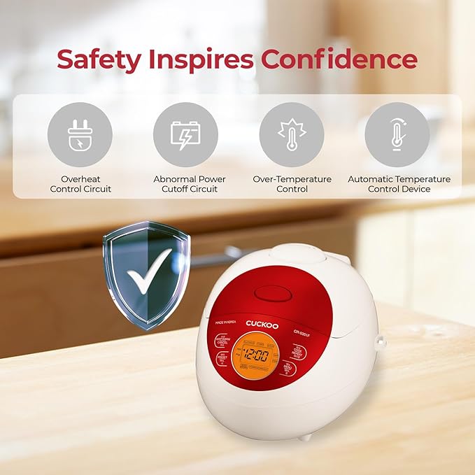 CUCKOO Micom Rice Cooker 3 Cup Uncooked / 6 Cup Cooked, Korean Fuzzy Logic Rice Cooker Small with Delay Timer & Keep Warm Setting, Versatile Food Steamer with Non-Stick Inner Pot, Red (CR-0351F)