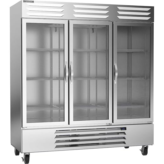 Beverage-Air RB72HC-1G Vista Series - Bottom Mount Reach in Refrigerator - Three Section - Glass Door - 72 Cu. Ft.