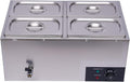 Electric Bain Marie Food Warmer, 600W 4-Pan Commercial Steam Table Food Warmer, 17Qt Portable Countertop Restaurant Buffet Steam Table 86-185℉ Temp Range for Parties, Caterings, Buffets