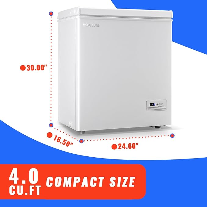 Deep Mini Freezer Top Open Door Compact Freezer Small Chest Freezer with Removable Storage Basket for Home Kitchen Garage White
