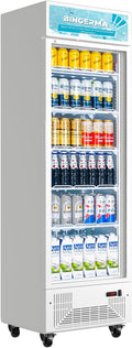 Commercial Display Refrigerator with Glass Door 12 Cu.ft Merchandiser Beverage Cooler Bar Black Drink Fridge for Convenience Stores, Supermarkets,Bars,Offices White