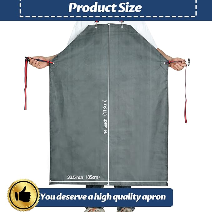 Thick Rubber Apron,Professional Waterproof Chemical Oil Resistant Aprons for Dishwashing,Dog Grooming,Butcher(2 pack)
