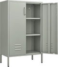 Metal Cabinet,Entryway Storage Cabinets with Adjustable Shelves,Metal Locker Cabinet for Classroom,Living Room,Grey Green