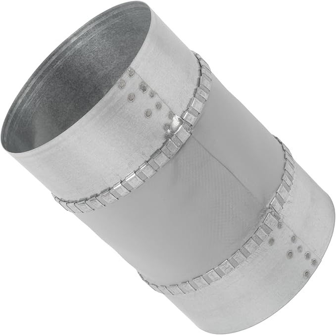 Vent Systems 4" Inch Flexible Vibration-Reducing Female Fit Duct Connector – Galvanized Steel Coupling for Joining Two Male Duct Fittings – HVAC Ventilation Inline Noise-Reducing Coupler