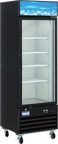 Kratos Commercial Display Freezer, 27" Wide One Glass Door Merchandising Freezer, Black, Mobile, 13 Cubic Ft, LED Lighting, 115V (67K-216)
