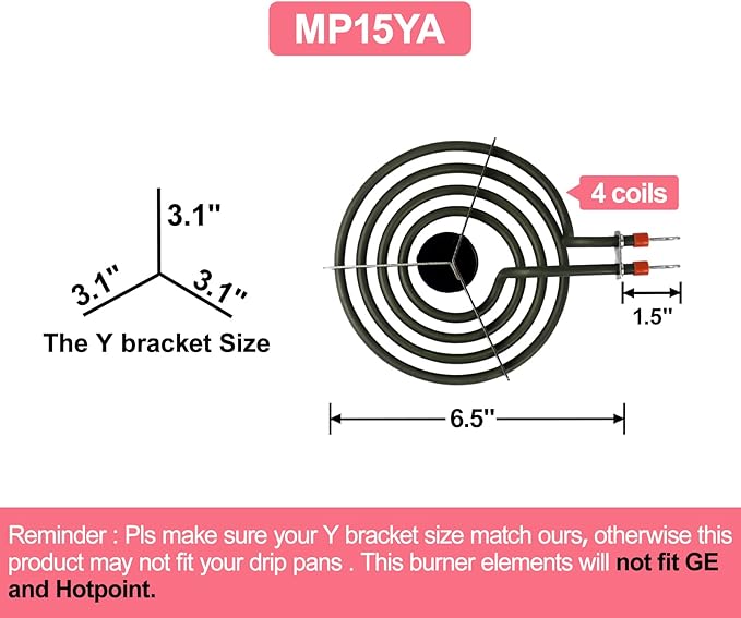 LXun Upgraded 2 Pack MP15YA 6" Electric Range Burner Element Unit Set, Electric Stove Burners Replacement for Kenmore & Maytag & Norge & Whirlpool, Fit MP22YA Range Stove Burner Top Surface Element