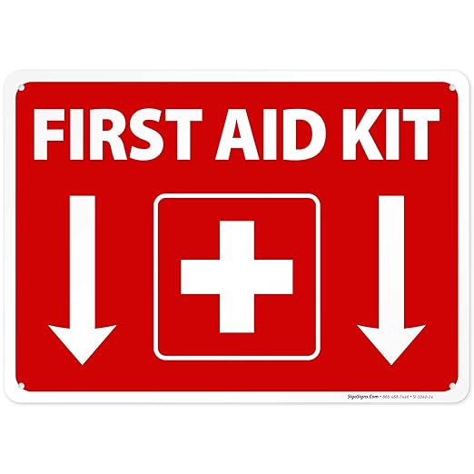 First Aid Kit Sign, (SI-1040) 10x14 Inches, Rust Free .040 Aluminum, Fade Resistant, Made in USA