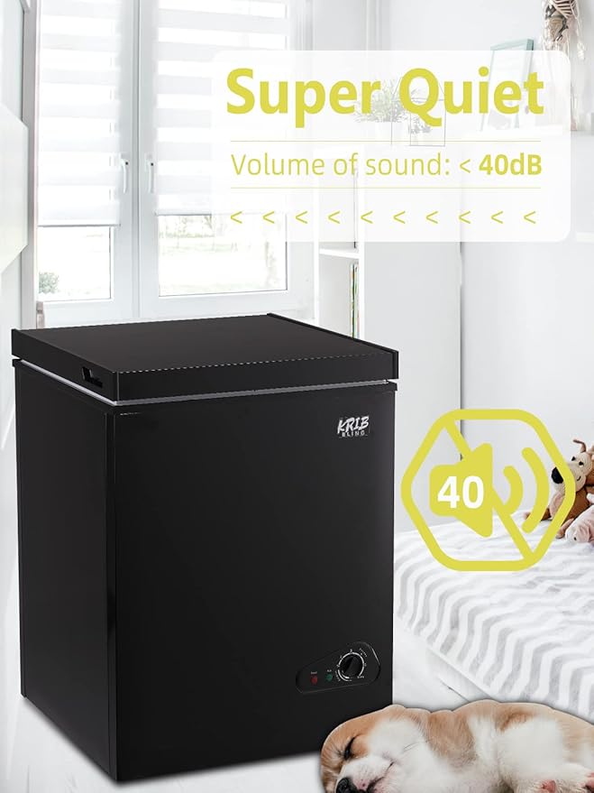 3.5 Cu.Ft Deep Compact Freezer with a Removable Basket, Chest Freezer 7 Gears Temperature Control(-18°F to -46°F), for House, Garage, Kitchen, Basement, Shop, Black