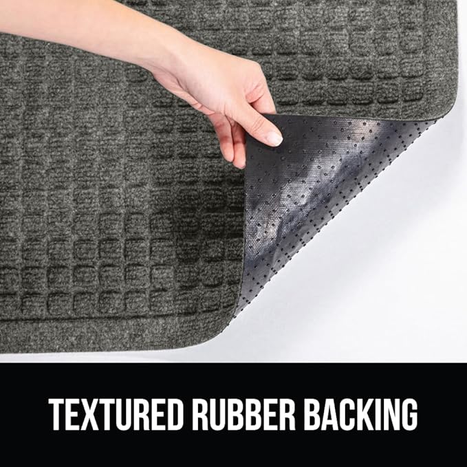 GORILLA GRIP Front Door Mat, 72x24, Indoor Outdoor Ultra Absorbent HydroAbsorb Doormat, Absorbs Up to 2.75 Cups of Water, Stain and Fade Resistant, Rubber Backing Doormats, Captures Dirt, Grey