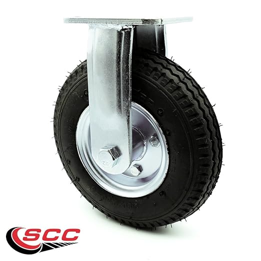 Service Caster Brand Replacement Caster for Uline Caster H-3328BL-R - Rigid Top Plate Caster with 8 Inch Pneumatic Wheel - Heavy Duty Replacement - Fits Platform Trucks and Utility Carts H-2505