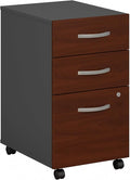 Bush Business Furniture Series C 3 Drawer Mobile File Cabinet in Hansen Cherry, Assembled Office Storage Unit for Home or Commercial Spaces
