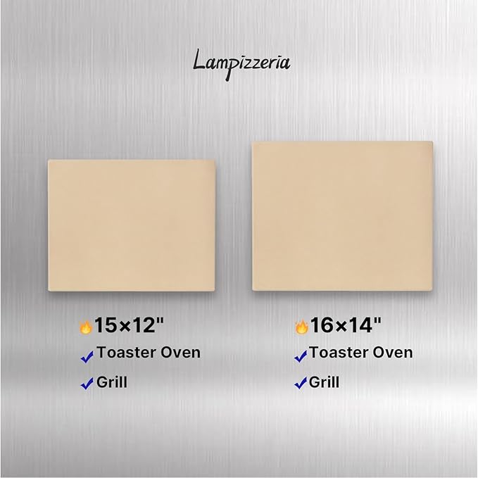 15"x12" Rectangular Pizza Stone for Oven, Grill & Camping, Cordierite Baking Stone with High Heat Resistance