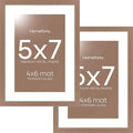 Homeforia 5x7 Picture Frame Mocha, High End Metal 5 x 7 Mocha Frames with Mat 4 x 6 for Art, 5x7 Desk Frame Matted to 4x6 inch Photo, 5 by 7 Wall or Tabletop Frames, Tempered Glass, Wall Kit, Set of 2