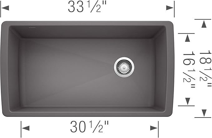 BLANCO, Cinder 441764 DIAMOND SILGRANIT Super Single Undermount Kitchen Sink, 33.5" X 18.5"
