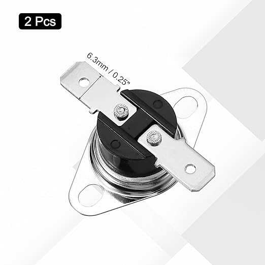 uxcell 2 Pcs KSD301 Thermostat 125°C/257°F 16A Normally Open N.O Adjust Snap Disc Temperature Switch for Microwaves,Oven,Coffee Maker,Bakelite Material