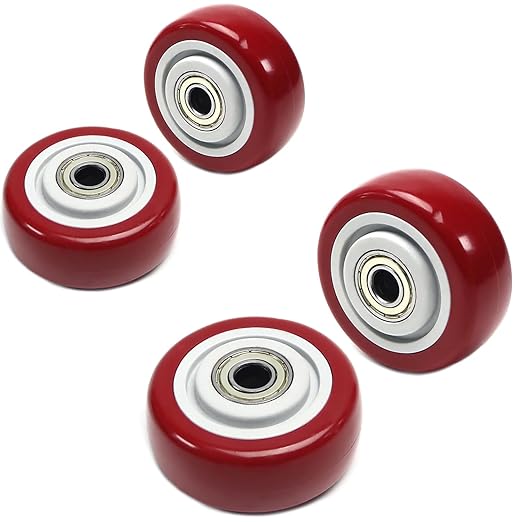 4 PCS 3INCH Caster Wheels Red Heavy Duty Plate Shelf Replacement Wheels for Platform up to 264 LBS/120KG