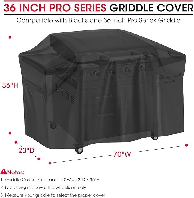 Unicook Griddle Cover for Blackstone 36 Inch ProSeries Grills, Outdoor 70 Inch Flat Top BBQ Grill Cover for 4 Burner Cooking Station, Unique UV Resistant Waterproof Vinyl with Polyester Lining