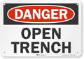 Smartsign U3-1885-RA_10X7 "Danger Open Trench " Reflective Recycled Aluminum Sign, 10" x 7"