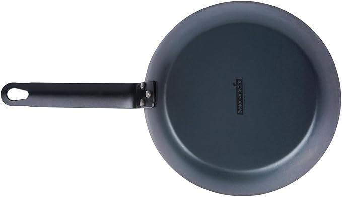 Restaurantware-Met Lux 9 Inch Fry Pan, 1 Lightweight Frying Pan - Induction-Ready, Triple-Riveted, Black Carbon Steel Cooking Skillet, Durable, For Searing, Sauteing, And Browning Food