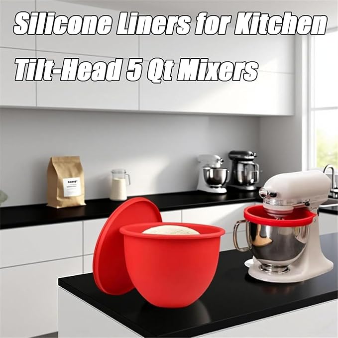 Non-Stick Silicone Liner for 5 Qt Stand Mixers | No More Replacement Bowls(3pcs)