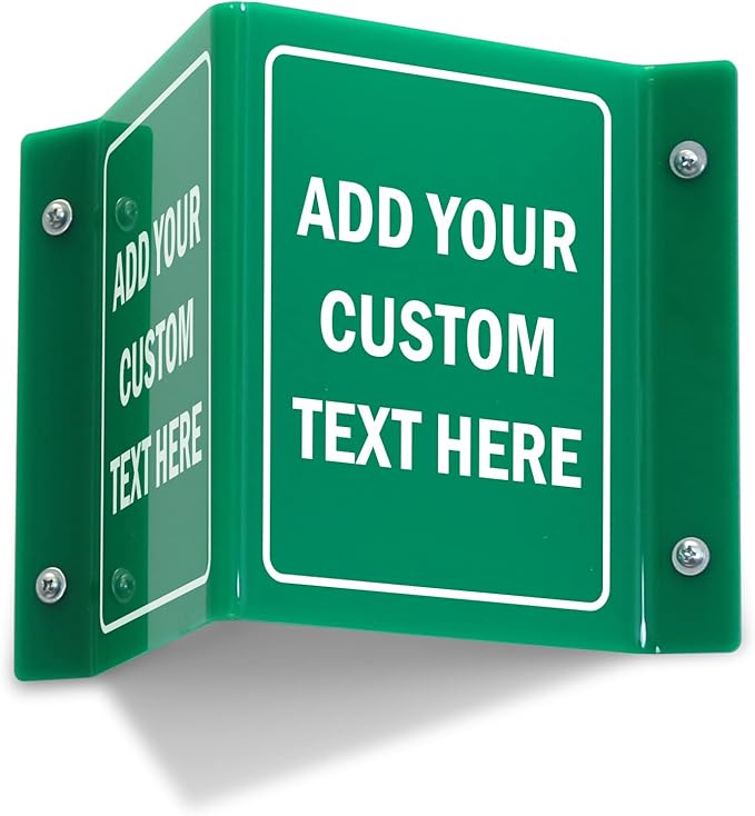 SmartSign Custom Projecting Sign - Add Your Personalized Text, 6 x 5 inch, Customizable Two-Sided V-Shaped Hallway Sign, 120 mil Polished Acrylic, Made in USA