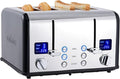 CUSIMAX 4 Slice Toaster, Ultra-Clear LED Display & Extra Wide Slots, Stainless Steel Toaster with Dual Control Panels of 6 Shade Settings, Cancel/Bagel/Defrost Function, Removable Crumb Trays, Black