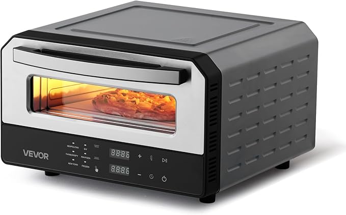 VEVOR Electric Pizza Oven, Smart Pizzas Maker Indoor with 5 Preset, 12-Inch Countertop Pizza Cooker w/Touch Srceen, 750℉ Max Temp, 2-Min Rapid Baking Oven Thin & Crispy, Neapolitan, Frozen, New York