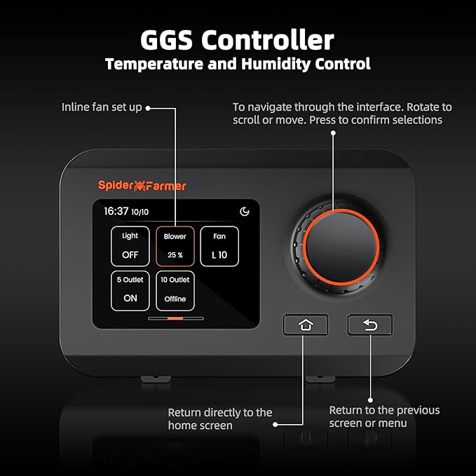 Spider Farmer 6 Inch Smart Inline Duct Fan with GGS Temperature Humidity Controller, Integrated App Control, 402 CFM Ventilation Exhaust Fan for Heating Cooling Booster, Grow Tents, Hydroponics