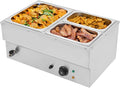 Commercial Food Warmer Stainless Steel Bain Marie Buffet Food Warmer Steam Table Electric Countertop Steam Table Container with 86-185°F Temp Control for Catering Restaurants (3-Pan)