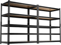 5-Tier Heavy-Duty Shelving 2500LBS Capacity Per Unit Adjustable Metal Garage Storage Rack 40”W X 19.7”D X 71”H Metal Shelving Storage Rack Includes Matte Polypropylene Spacers (Black) 2 Pack