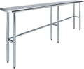 AmGood Stainless Steel Work Table Open Base | NSF Kitchen Island Food Prep | Laundry Garage Utility Bench (96" Long X 14" Deep)