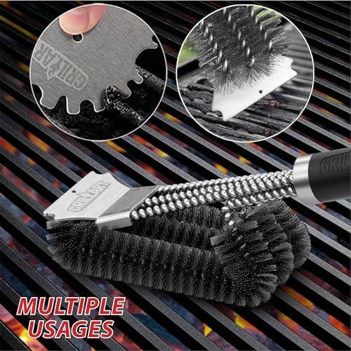 GRILLART Grill Brush and Universal Fit Scrapers, 18" BBQ Wire Cleaning Kit - Image 5