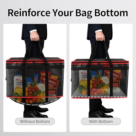 Insulated Food Delivery Bag with Hard Bottom - Extra Stable and Durable Catering Bag, 3XL Thermal Cooler Tote for Hot and Cold Food Transport - Ideal for High-Volume and Restaurant Deliveries