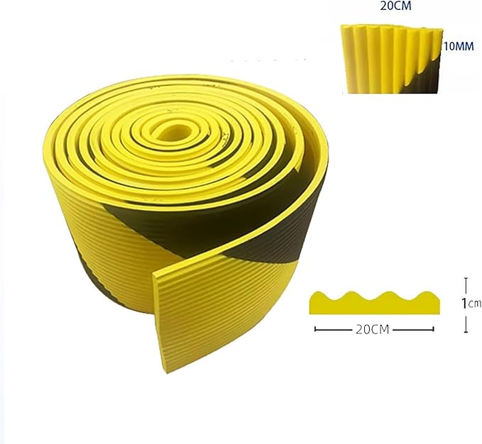 Heavy Duty Wall & Corner Guards 5m Corrugated Self-Adhesive NBR Rubber Protection with Yellow/Black Stripes for Parking Columns & Garage Safety(2PCS,20 cm)