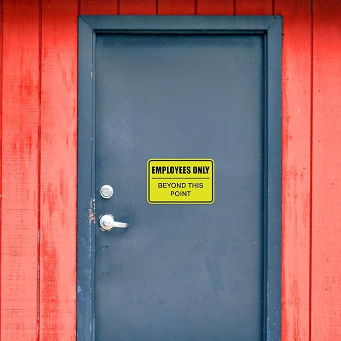 All Quality Classic Framed Employees Only Beyond This Point Wall or Door Sign | Easy to Install Business Signage - Large (White) 2 Pack