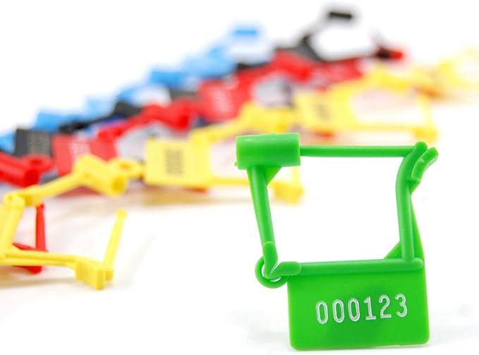 Plastic Security Padlock Seals Numbered Tamper Proof Disposable Self-Locking Plastic Medical Tags (Pack of 100 PCS) (Green)