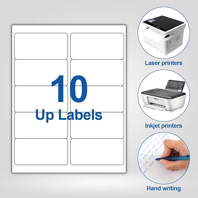 Bostlabels 500 Sheets 5000 Pcs 10 Up 2x4 Shipping Address Labels for Inkjet and Laser Printers, 10 Up Mailing Address Labels Paper, Permanent Strong Adhesive Stickers White Mailing Labels 10 per Page