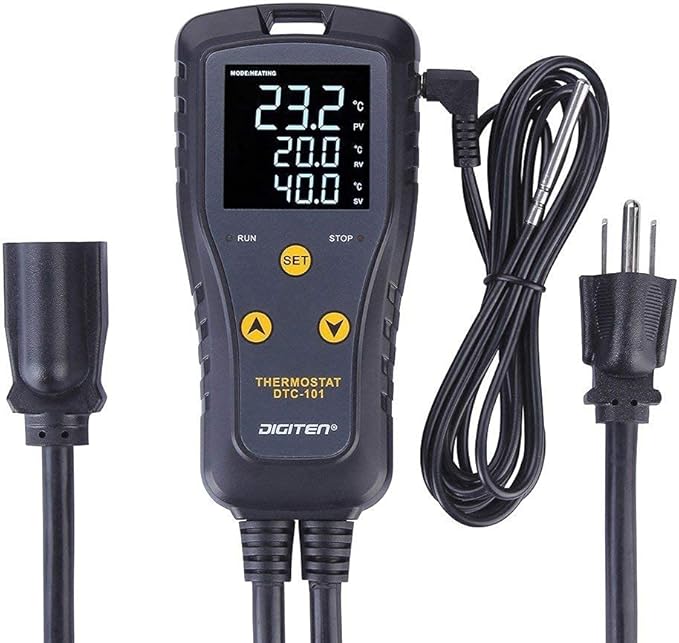Digital Temperature Controller Simple Stage Thermostat Outlet Heating & Cooling Mode for Chest Freezer Refrigerator Homebrew Fermenter Greenhouse 110V 10A 1100W