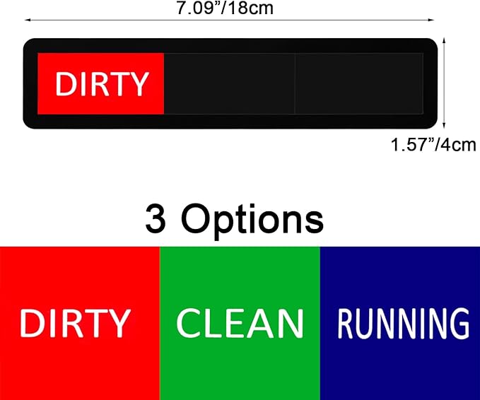 Kichwit Dishwasher Magnet, Magnetic Clean Dirty Dishwasher Sign, Dirty Clean Running, 3 Options, Black